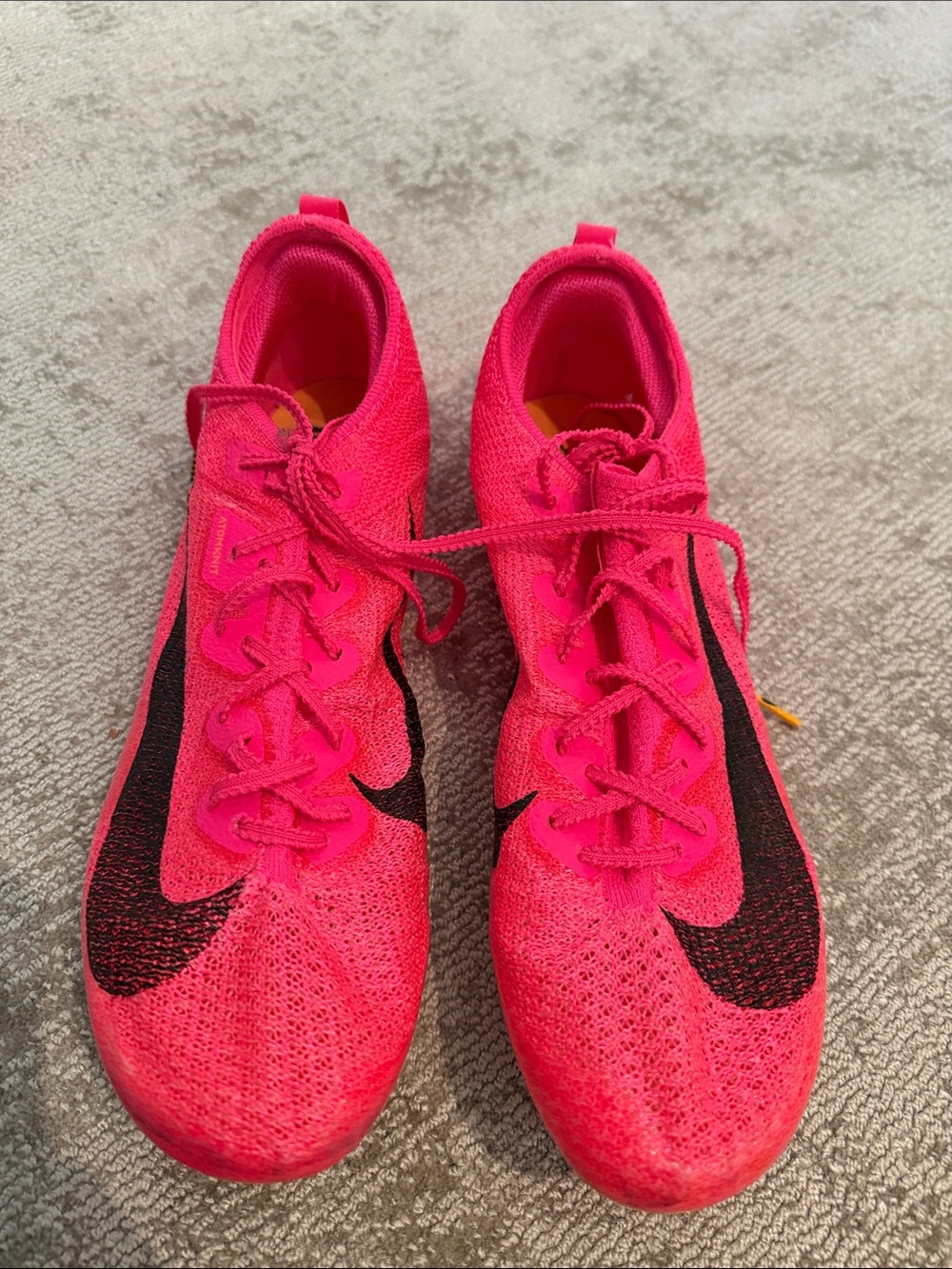 Nike Hot Pink Flyknit Athletic Shoes with Black Swoosh